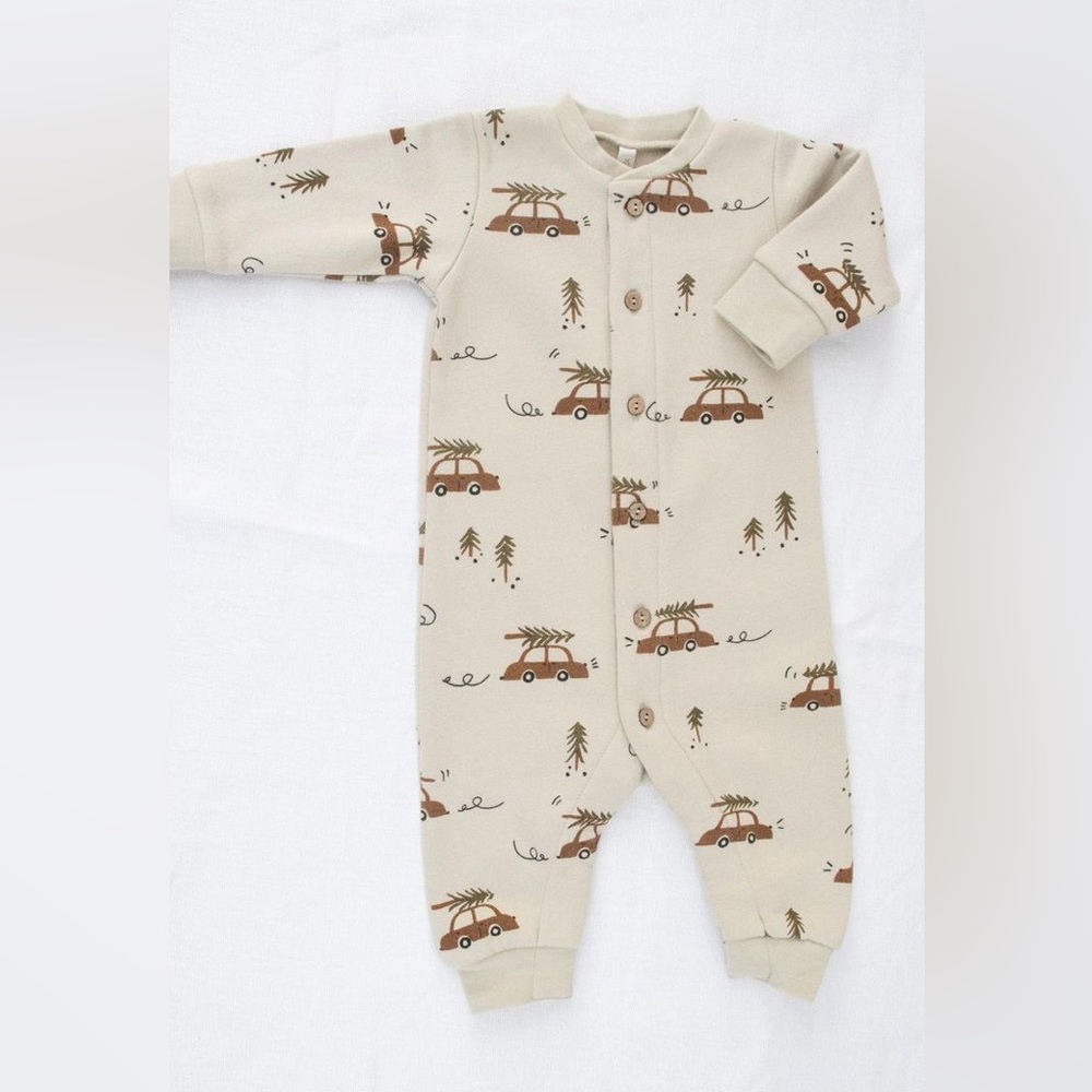 Rylee + Cru Home for the Holidays fleece jumpsuit 0-3m - Picture 2 of 11